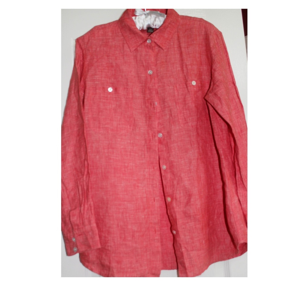 Tommy Bahama 100% Linen Orange Shirt Size S